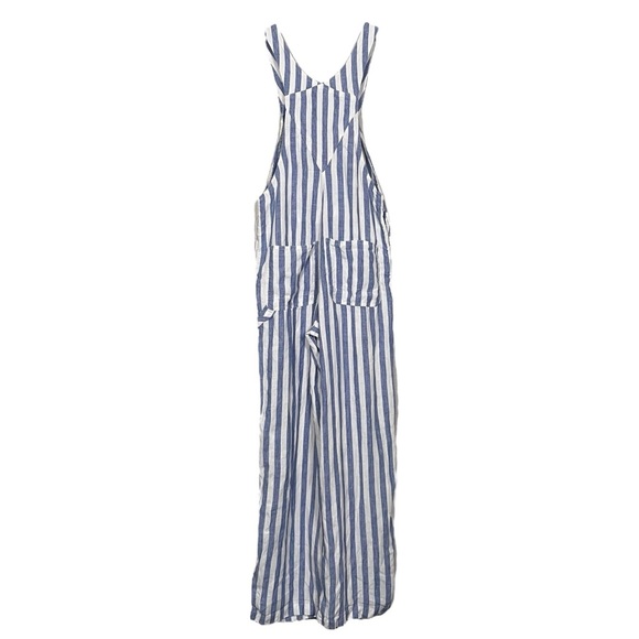 Reformation Size 2 Striped Farmer Alls Jumpsuit in Blue Conductor Stripe - Picture 4 of 10